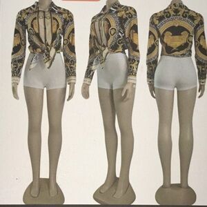 Gold and Black Patterned Blouse